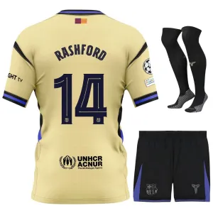 FC Barcelona RASHFORD UCL 2025/26 Auswärts-Kinder-Trikot-Set - Beige