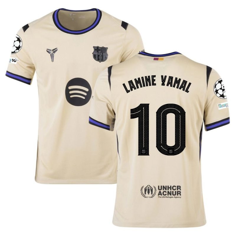 Barcelone YAMAL UCL 2025/26 Maillot Extérieur Enfant - Beige