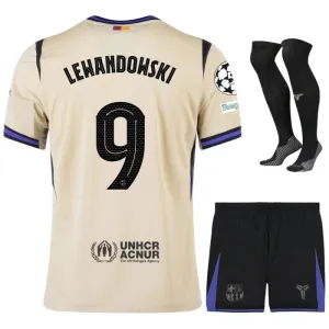 Barcelona LEWANDOWSKI UCL 2025/26 Kinder-Auswärtsset Trikot - Beige