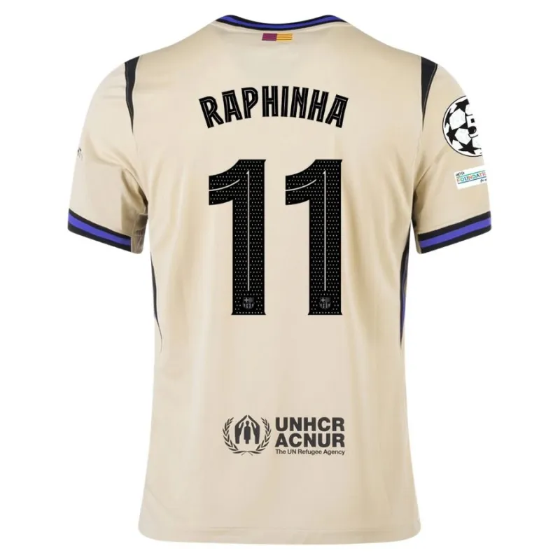 Barcelone RAPHINHA UCL 2025/26 Maillot Extérieur Enfant - Beige