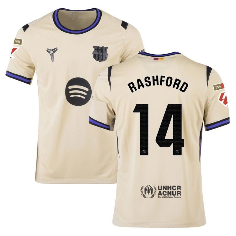 Barcelone RASHFORD 2025/26 Maillot Extérieur Enfant - Beige