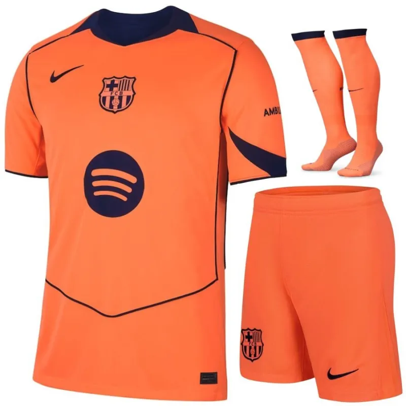 Barcelona 2025/26 Drittes Kindertrikot Set - Orange