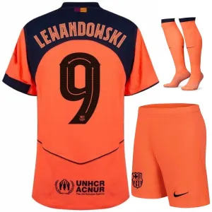 Barcelona LEWANDOWSKI 2025/26 Third Kids Kit Jersey - Orange