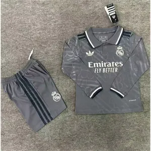 Real Madrid Terza maglia a maniche lunghe e pantaloncini per bambini 2024/25 - Grigio
