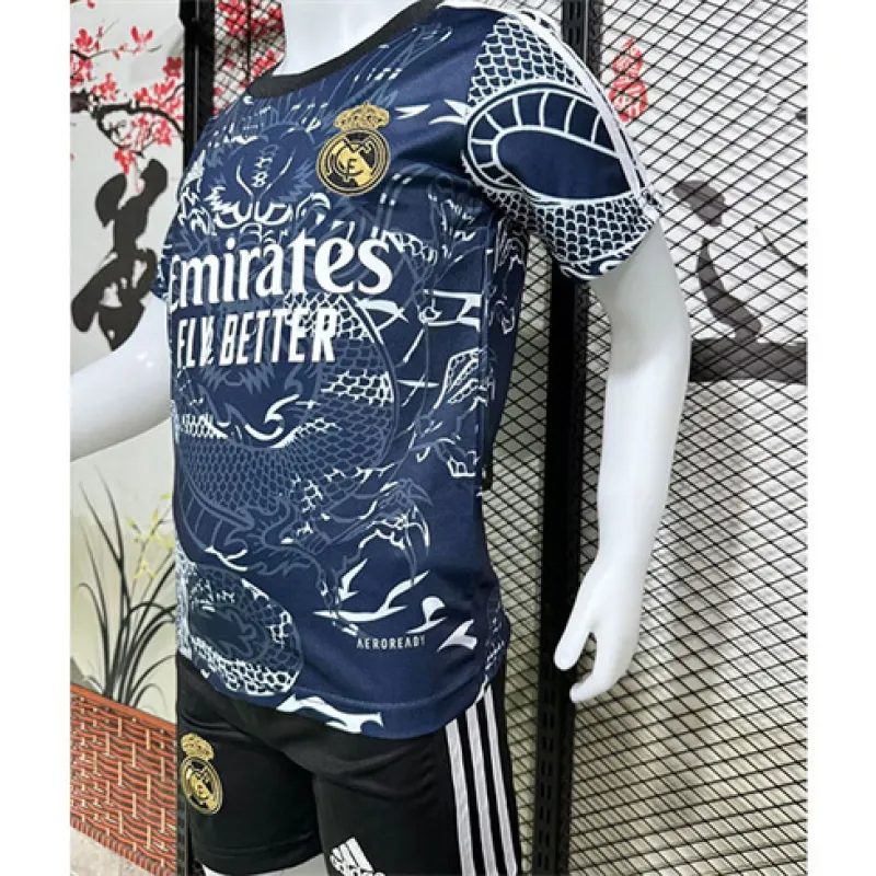 Maillot et shorts pour enfants de Real Madrid 2024/25 - Édition Année du Dragon - Bleu