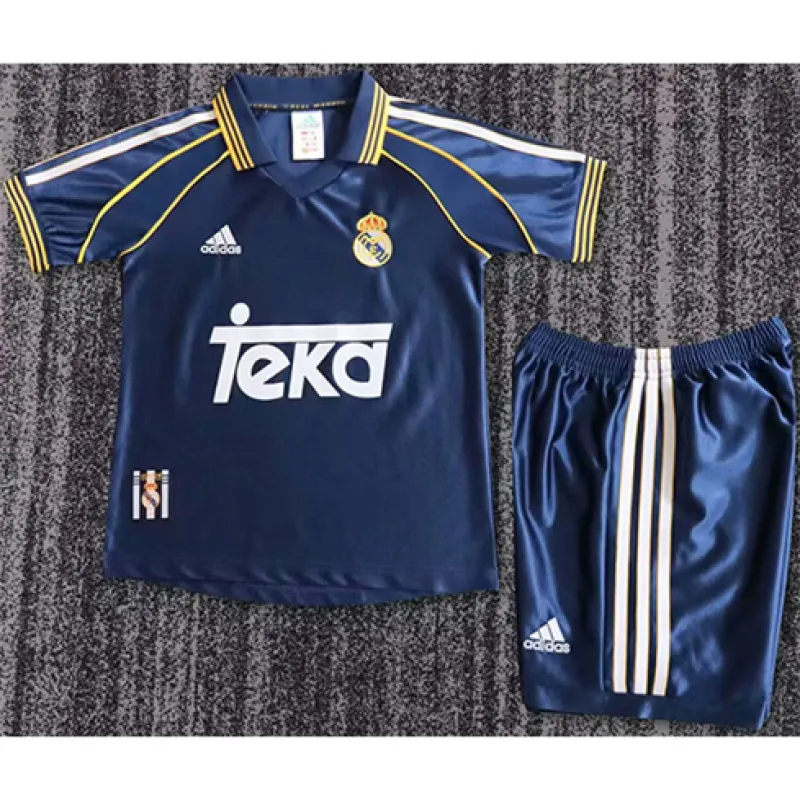 Camiseta retro infantil del Real Madrid 1998-00 fuera de casa - Azul