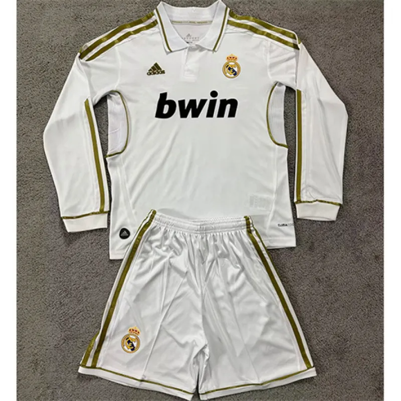 Camiseta retro de manga larga infantil del Real Madrid 2011/12 cancha principal - Blanca