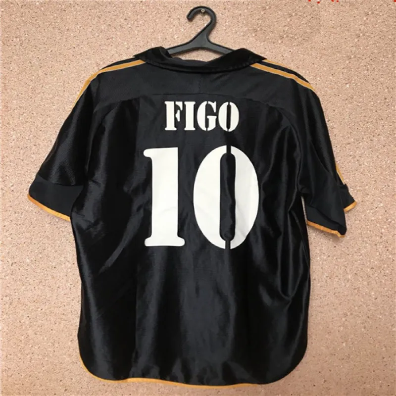 Maglia retro del Real Madrid numero 10 di Luis Figo 1999/00 trasferta - Nera