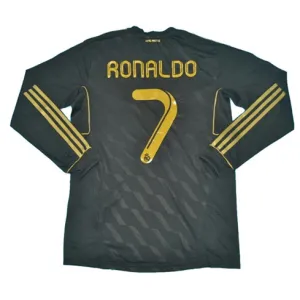 No. 7 Ronaldo's Real Madrid Long-Sleeved Retro Jersey 2011/12 Away - Black