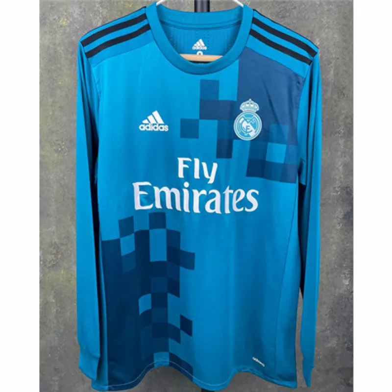 Tercera camiseta retro de mangas largas del Real Madrid 2017/18 - Azul