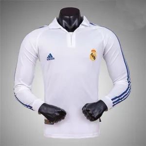 Camiseta retro de manga larga del Real Madrid 2001/02 cancha principal - Blanca