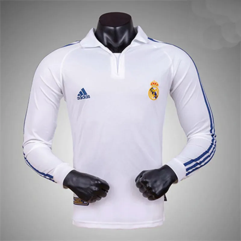Camiseta retro de manga larga del Real Madrid 2001/02 cancha principal - Blanca