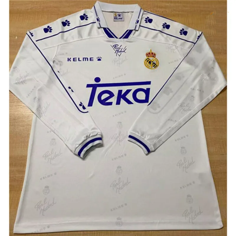 Camiseta retro de manga larga del Real Madrid 1994-96 cancha principal - Blanca
