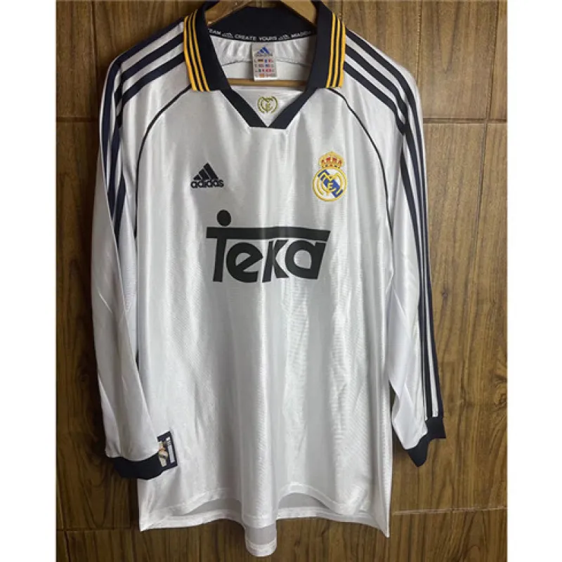 Maglia retro a maniche lunghe del Real Madrid 2000 campo casa - Bianca