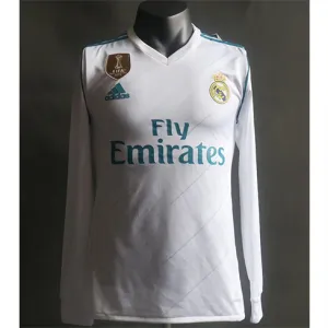 Camiseta retro de manga larga del Real Madrid 2017/18 cancha principal - Blanca