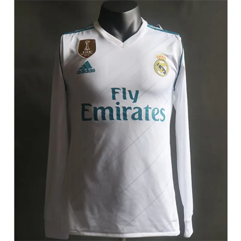 Camiseta retro de manga larga del Real Madrid 2017/18 cancha principal - Blanca