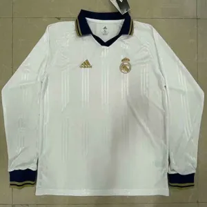 Maglia di allenamento retro a maniche lunghe del Real Madrid - Bianca