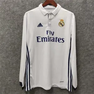 Camiseta retro de manga larga del Real Madrid 2016/17 cancha principal - Blanca