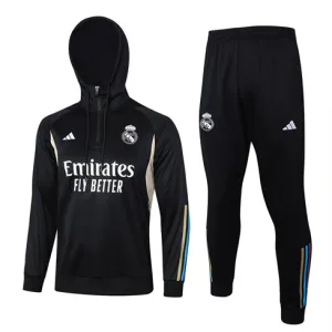 Vêtements de sport à capuche pour enfants du Real Madrid 2024/25 - Noir