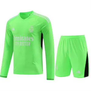 Real Madrid Torwart-Langarm-Trainingsjersey + Shorts 2024/25 - Blau