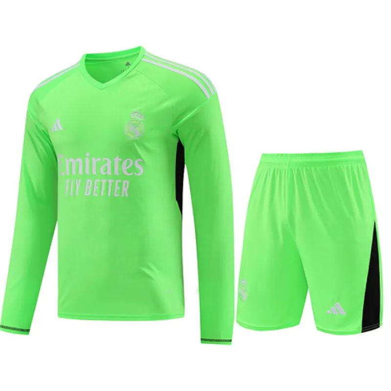 Real Madrid Torwart-Langarm-Trainingsjersey + Shorts 2024/25 - Blau
