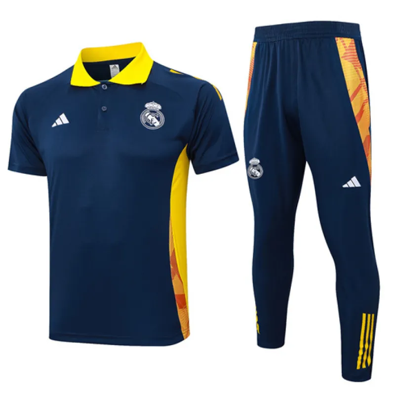 Chemise polo de formation + pantalons du Real Madrid 2024/25 - Bleu
