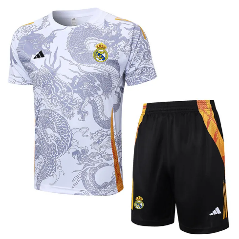 Camiseta de entrenamiento + pantalones cortos del Real Madrid 2024/25 - Blanca