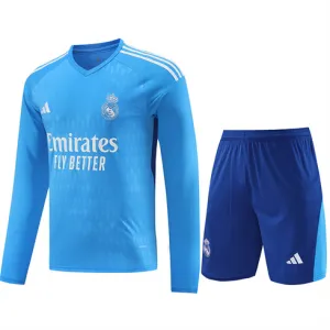 Camiseta de entrenamiento de portero de mangas largas + pantalones cortos del Real Madrid 2024/25 - Azul