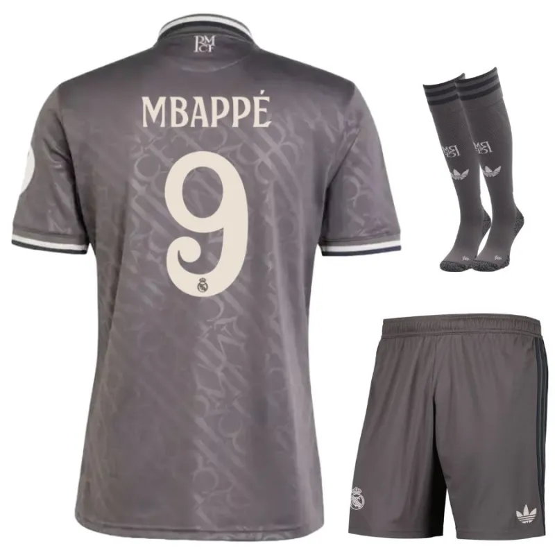Mbappé - Set di terza maglia per bambini di Real Madrid 2024/25 - Grigio