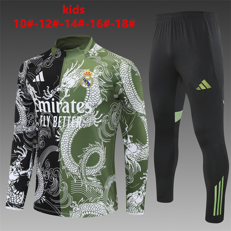 Real Madrid 2025/26 Kinder Sportanzug schwarz grün