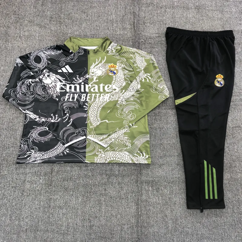 Real Madrid 2025/26 Kinder Sportanzug schwarz grün