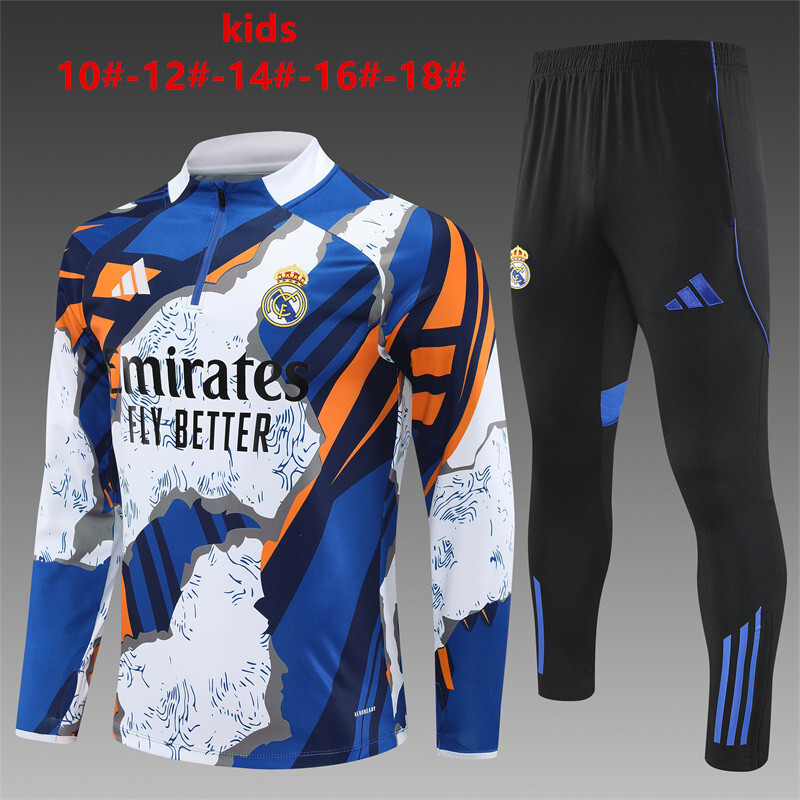Real Madrid 2025/26 Kinder Sportanzug weiß blau