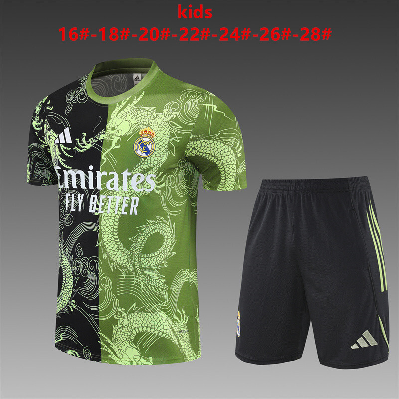 Real Madrid 2025/26 Kinder Trainingsanzug schwarz grün