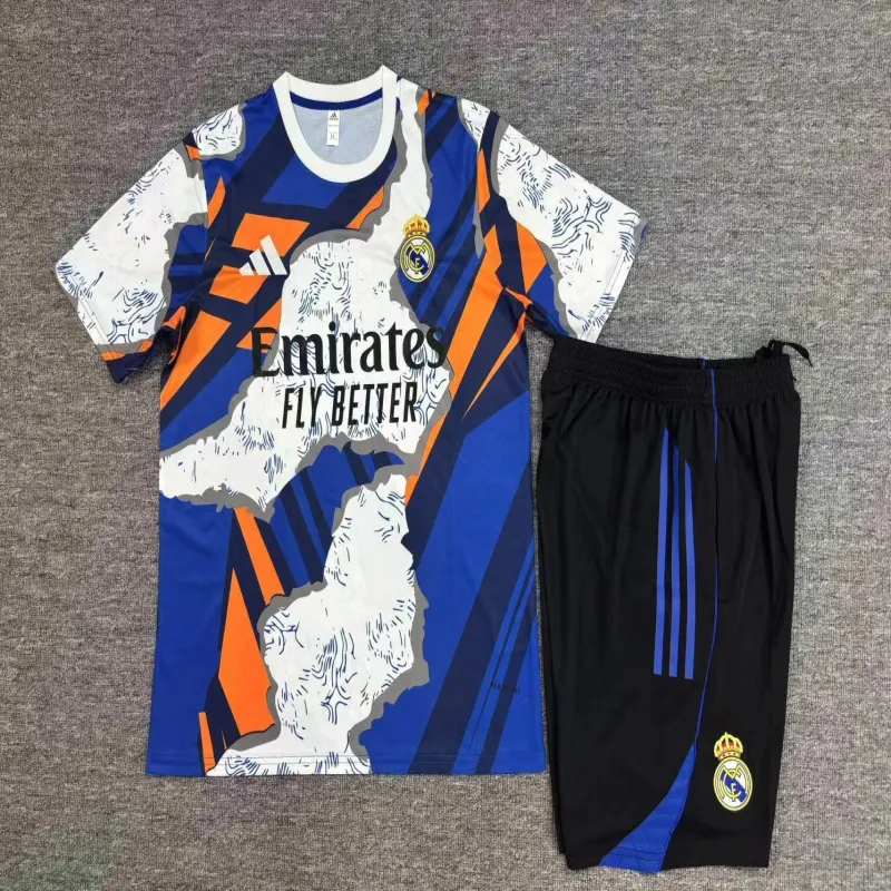 Real Madrid 2025/26 Ensemble Entraînement Enfan blanc bleu