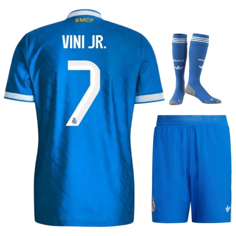 Real Madrid VINI JR 2025/26 Troisième Kit Enfant - Bleu