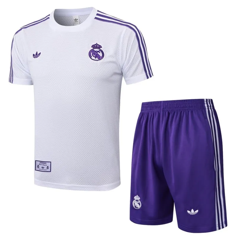 Camiseta + Pantalón de Entrenamiento Real Madrid 2025/26 - Blanco/Morado