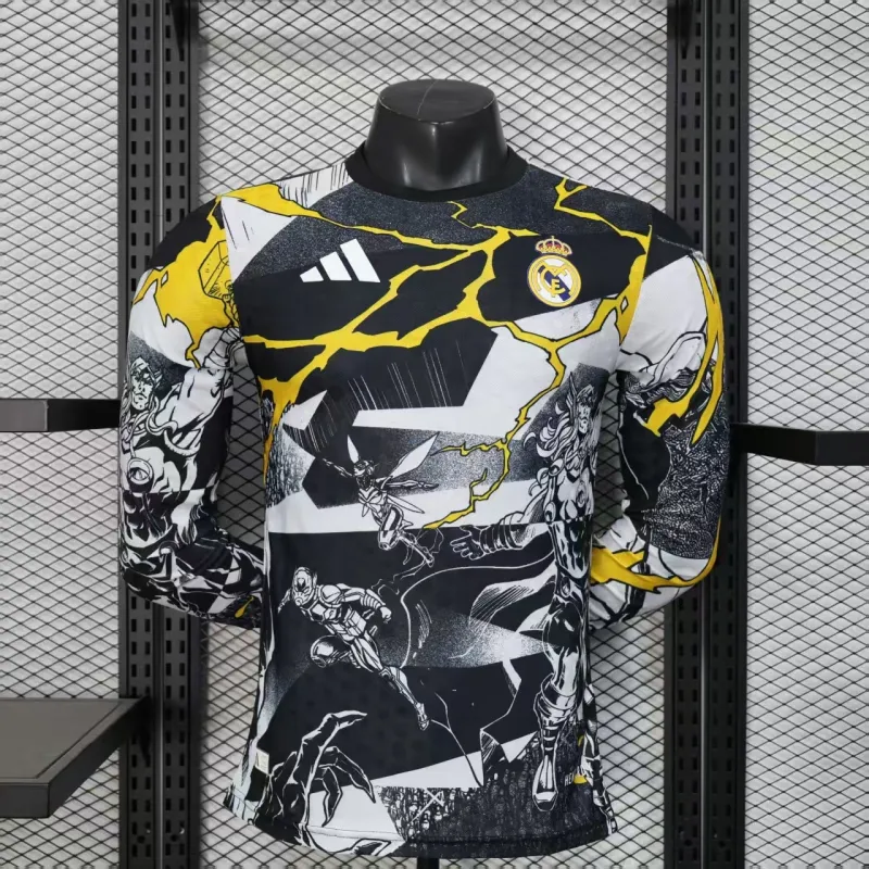 Real Madrid Maillot de Joueur à Manches Longues Édition Marvel 2025/26 - Noir