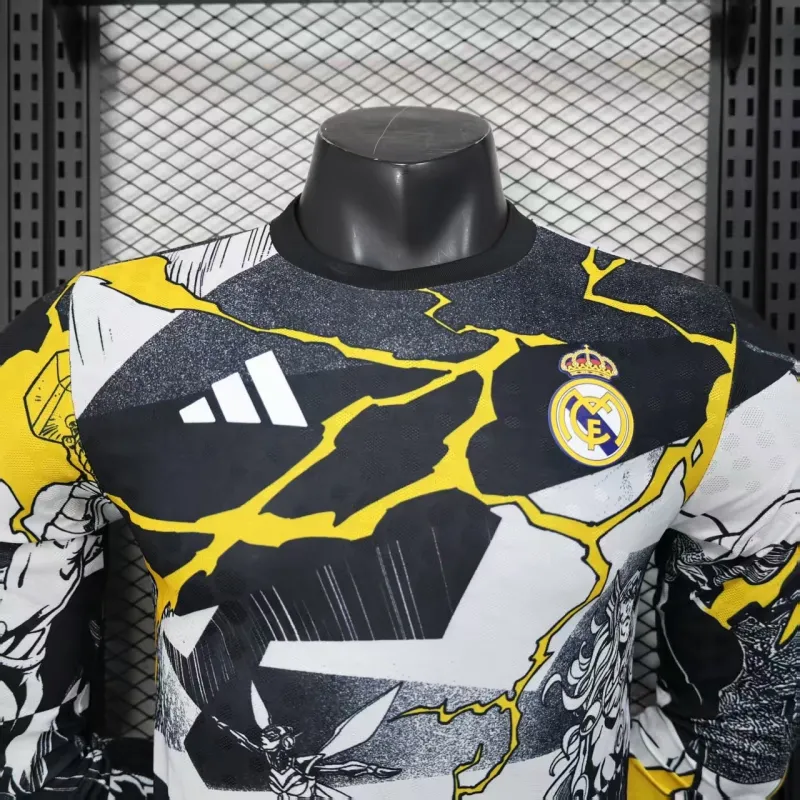 Real Madrid Maillot de Joueur à Manches Longues Édition Marvel 2025/26 - Noir