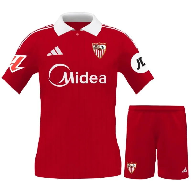 Camiseta de visita infantil + short del Sevilla 2025/26 - Rojo