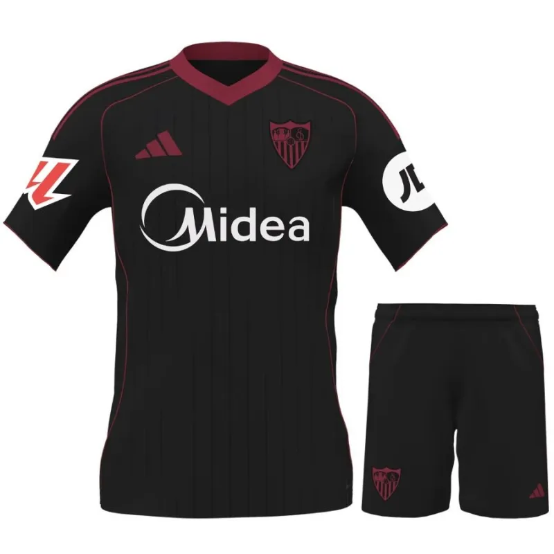 Sevilla 2025/26 Troisième maillot + shorts enfant - Noir