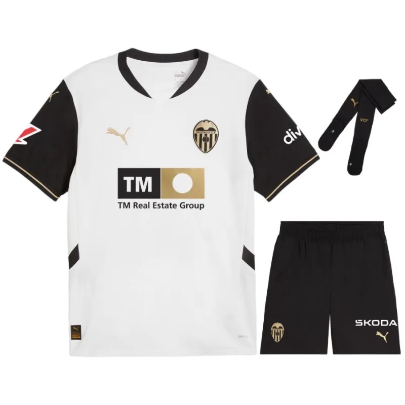Set di maglia per bambini di Valencia 2024/25 in casa - Bianco