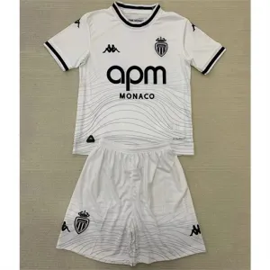 Terza maglia e pantaloncini per bambini dell'AS Monaco 2024/25 - Bianco