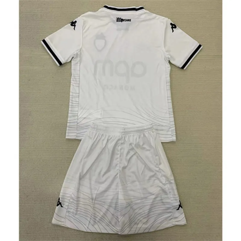 Tercera camiseta y pantalones cortos para niños del AS Monaco 2024/25 - Blanco