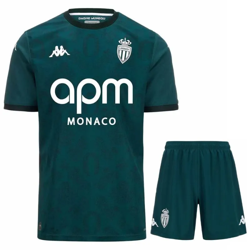 Camiseta + pantalón corto de fuera de casa 2024/25 para niños de Mónaco - Verde