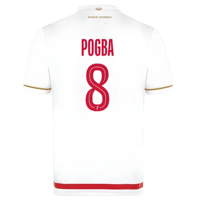 Maillot domicile enfant + short de Pogba à l'AS Monaco 2025/26 - Blanc/Rouge