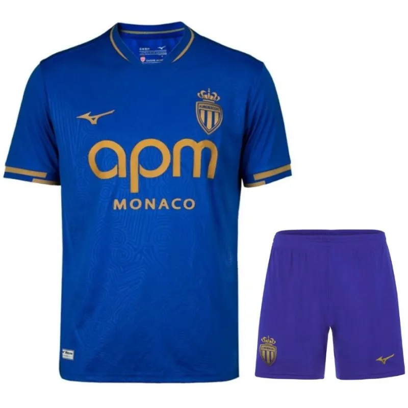 Camiseta infantil + pantalones cortos fuera de casa del Monaco 2025/26 - Azul