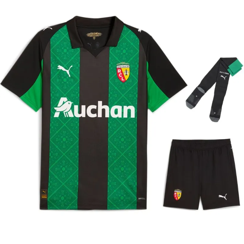 RC Lens 2025/26 Kinder-Auswärts-Kit - Grün/Schwarz