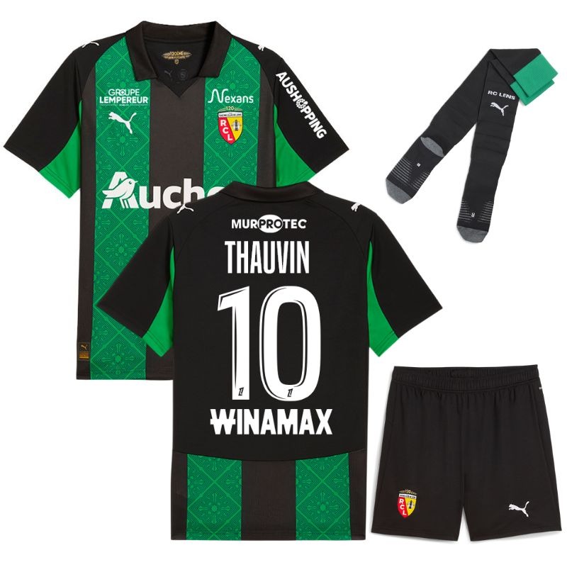 Lens THAUVIN 2025/26 Kinder Auswärts Trikot Set - Grün/Schwarz