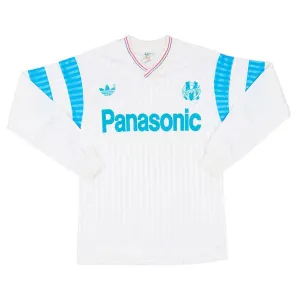 Marseille 1990/91 Retro-Heimtrikot mit langen Ärmeln - Weiß