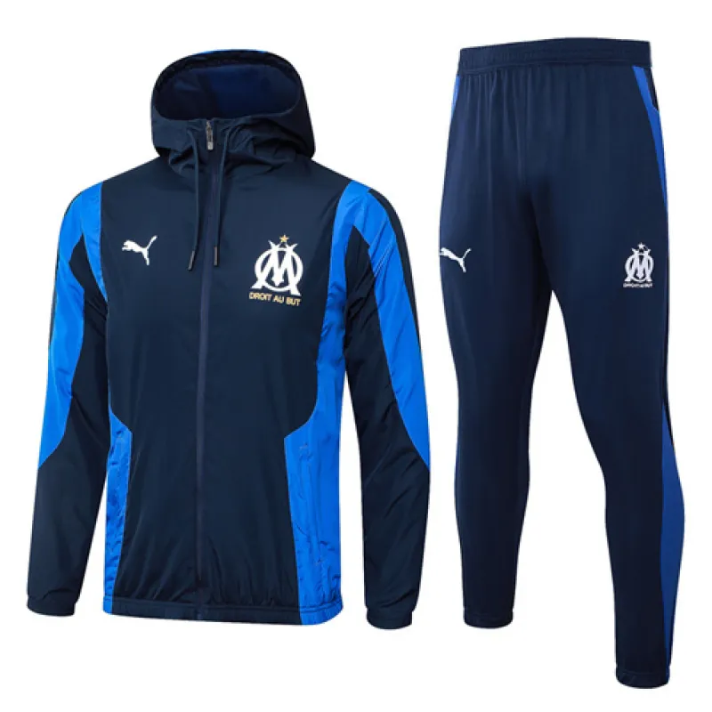 Traje deportivo con capucha anti-viento de Olympique de Marseille para 2024/25 - Azul